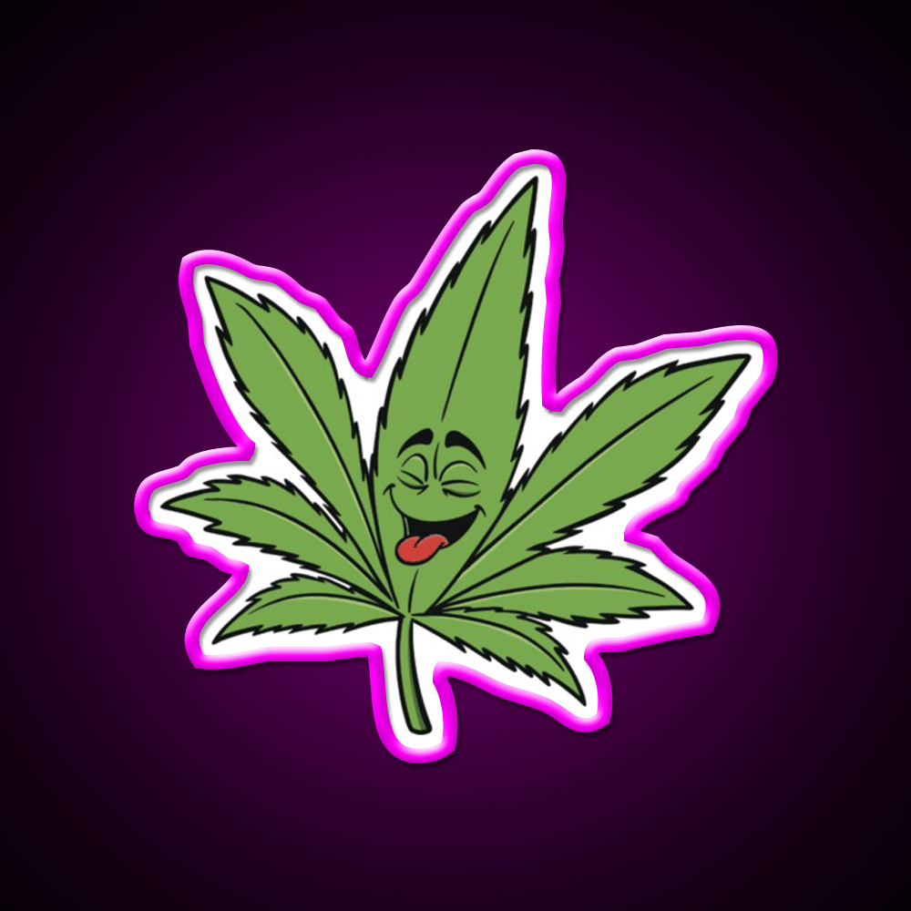 Happy Weed Hemp Inspired Green Leaf Led Neon Sign Rgb Color - Shineneon