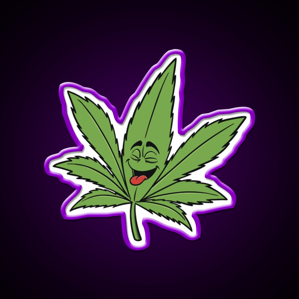 Happy Weed Hemp Inspired Green Leaf Led Neon Sign Rgb Color - Shineneon