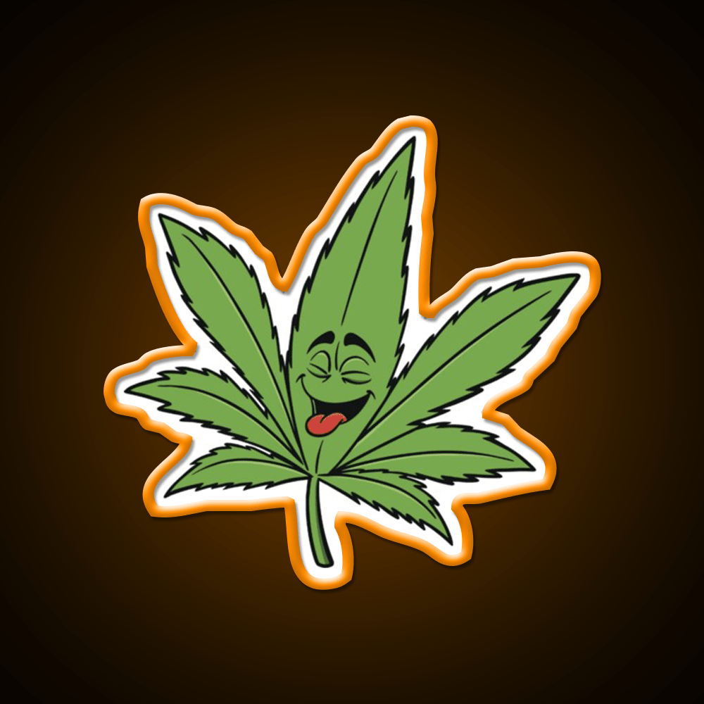 Happy Weed Hemp Inspired Green Leaf Led Neon Sign Rgb Color - Shineneon