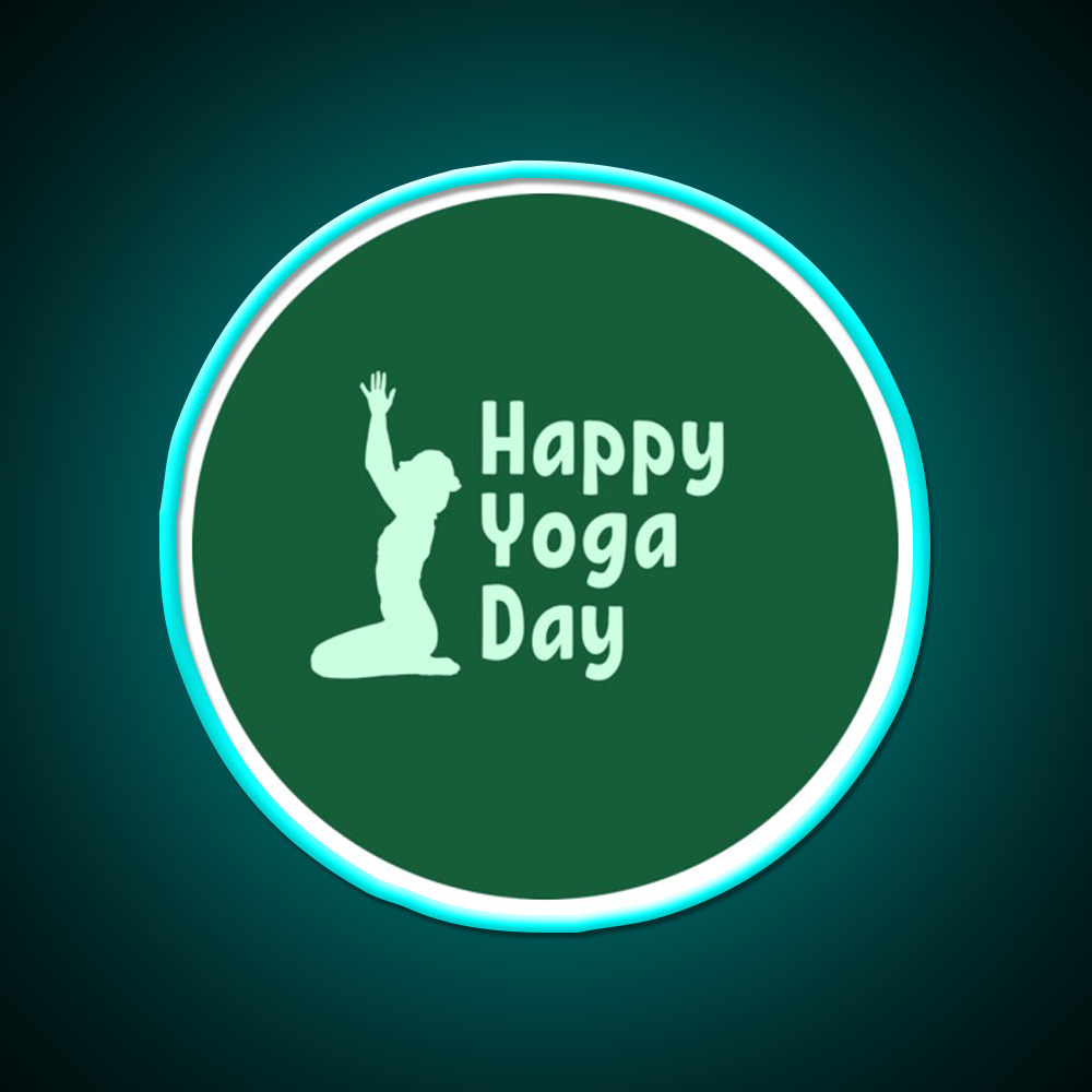 Happy Yoga Day Minimalist Green Yoga Led Neon Sign Rgb Color