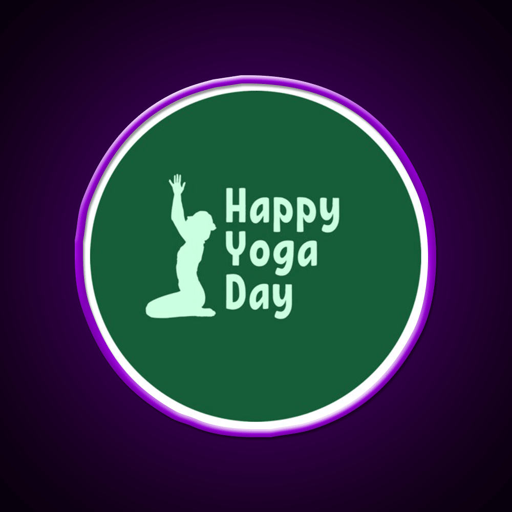 Happy Yoga Day Minimalist Green Yoga Led Neon Sign Rgb Color - Shineneon