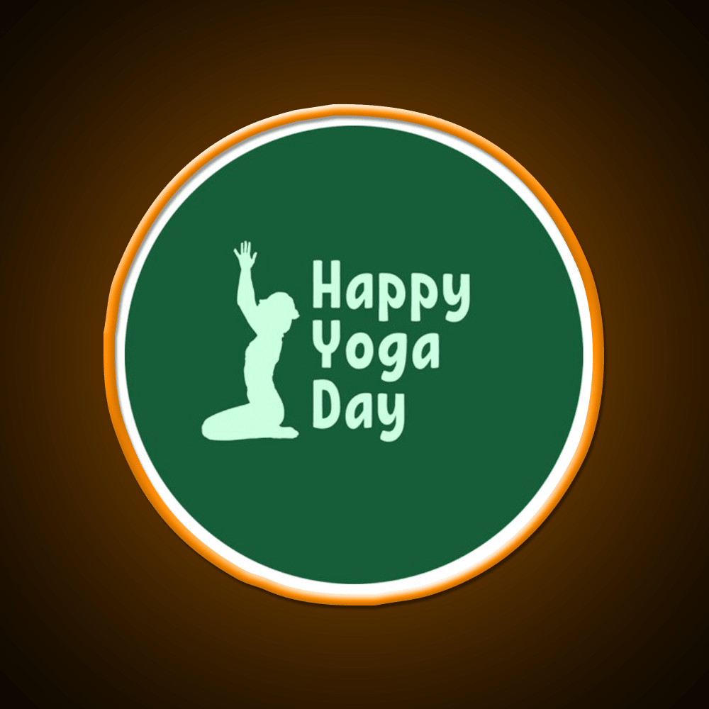 Happy Yoga Day Minimalist Green Yoga Led Neon Sign Rgb Color - Shineneon