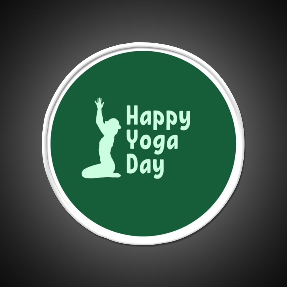 Happy Yoga Day Minimalist Green Yoga Led Neon Sign Rgb Color