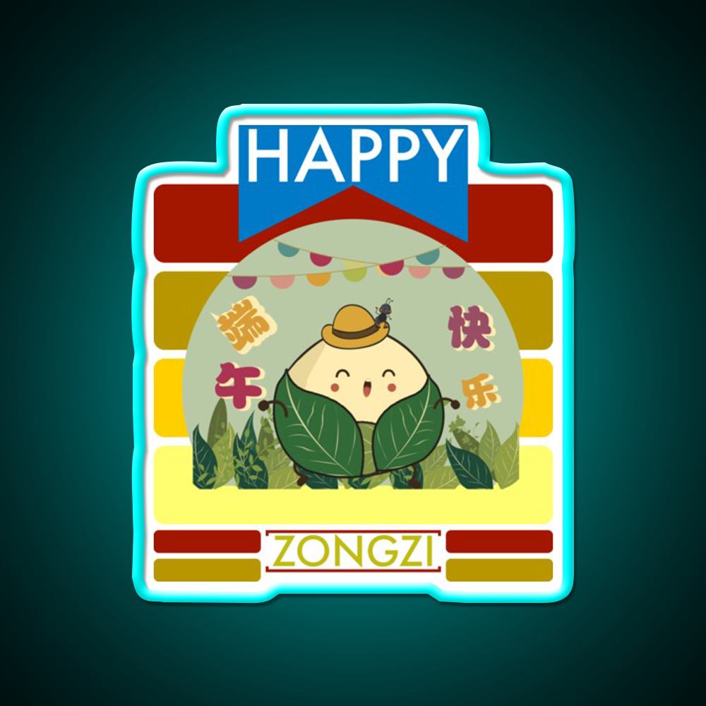 Happy Zongzi Led Neon Sign Chinese Food Rgb Color