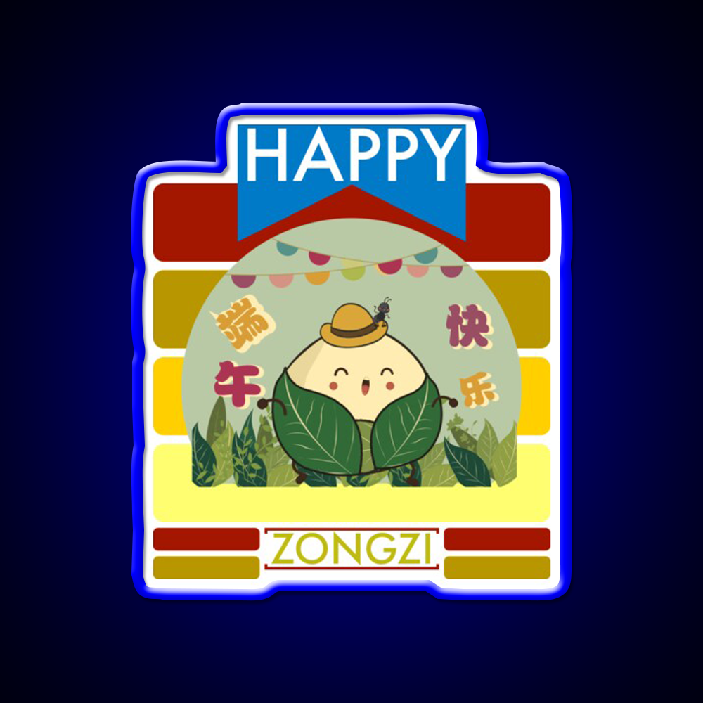 Happy Zongzi Led Neon Sign Chinese Food Rgb Color