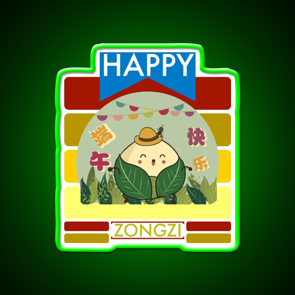 Happy Zongzi Led Neon Sign Chinese Food Rgb Color
