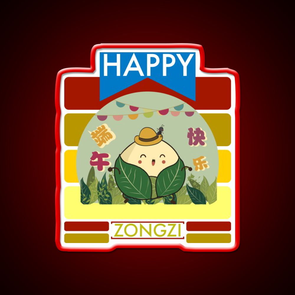 Happy Zongzi Led Neon Sign Chinese Food Rgb Color