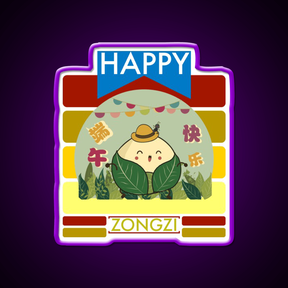 Happy Zongzi Led Neon Sign Chinese Food Rgb Color - Shineneon