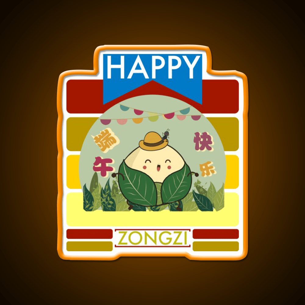 Happy Zongzi Led Neon Sign Chinese Food Rgb Color - Shineneon