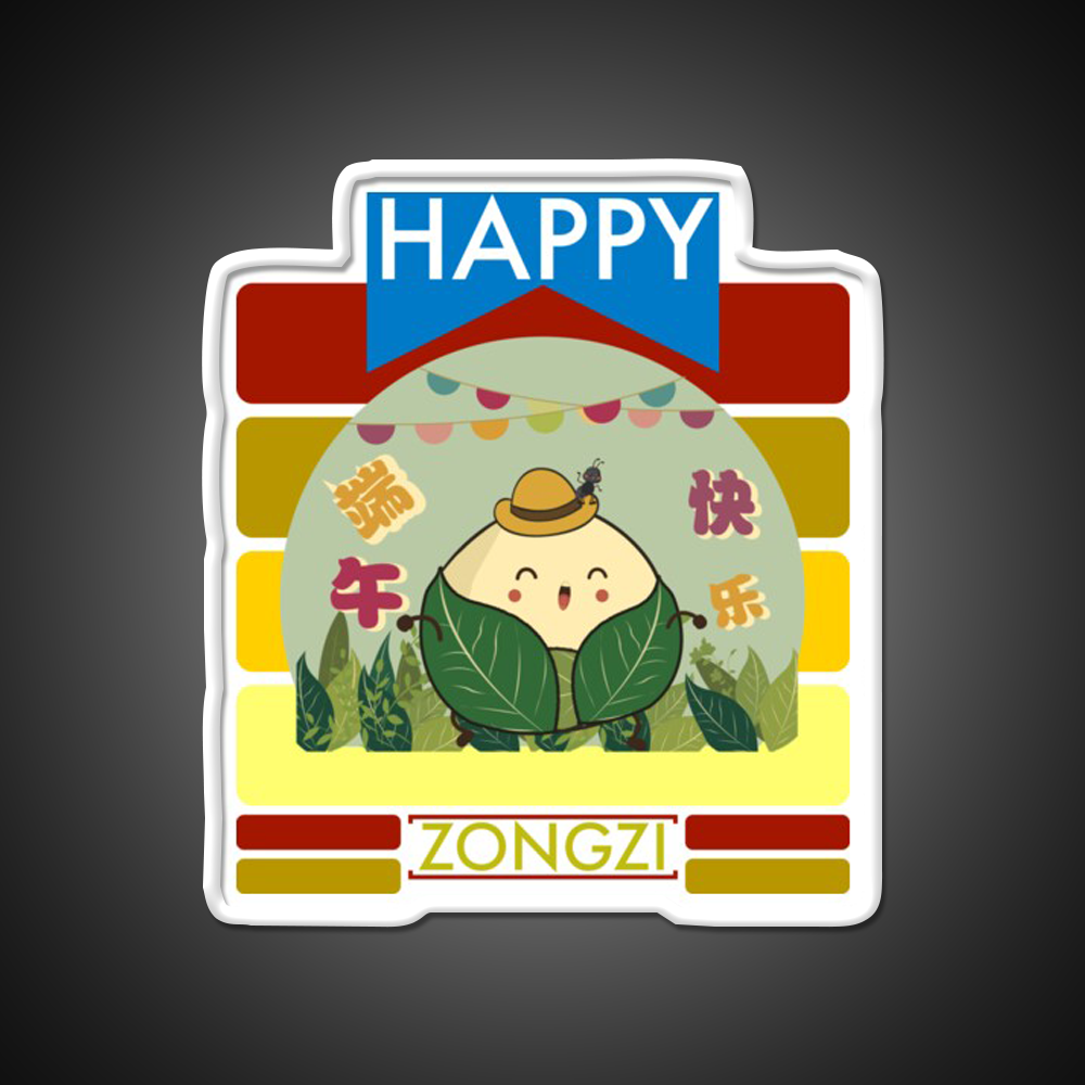 Happy Zongzi Led Neon Sign Chinese Food Rgb Color