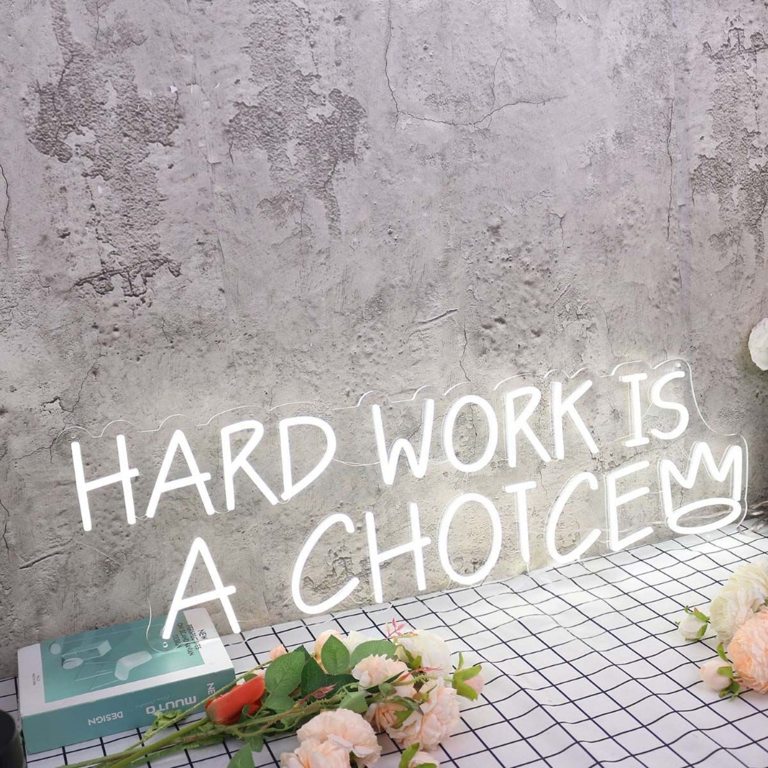Hard Work Is A Choice White Led Neon Sign - Shineneon