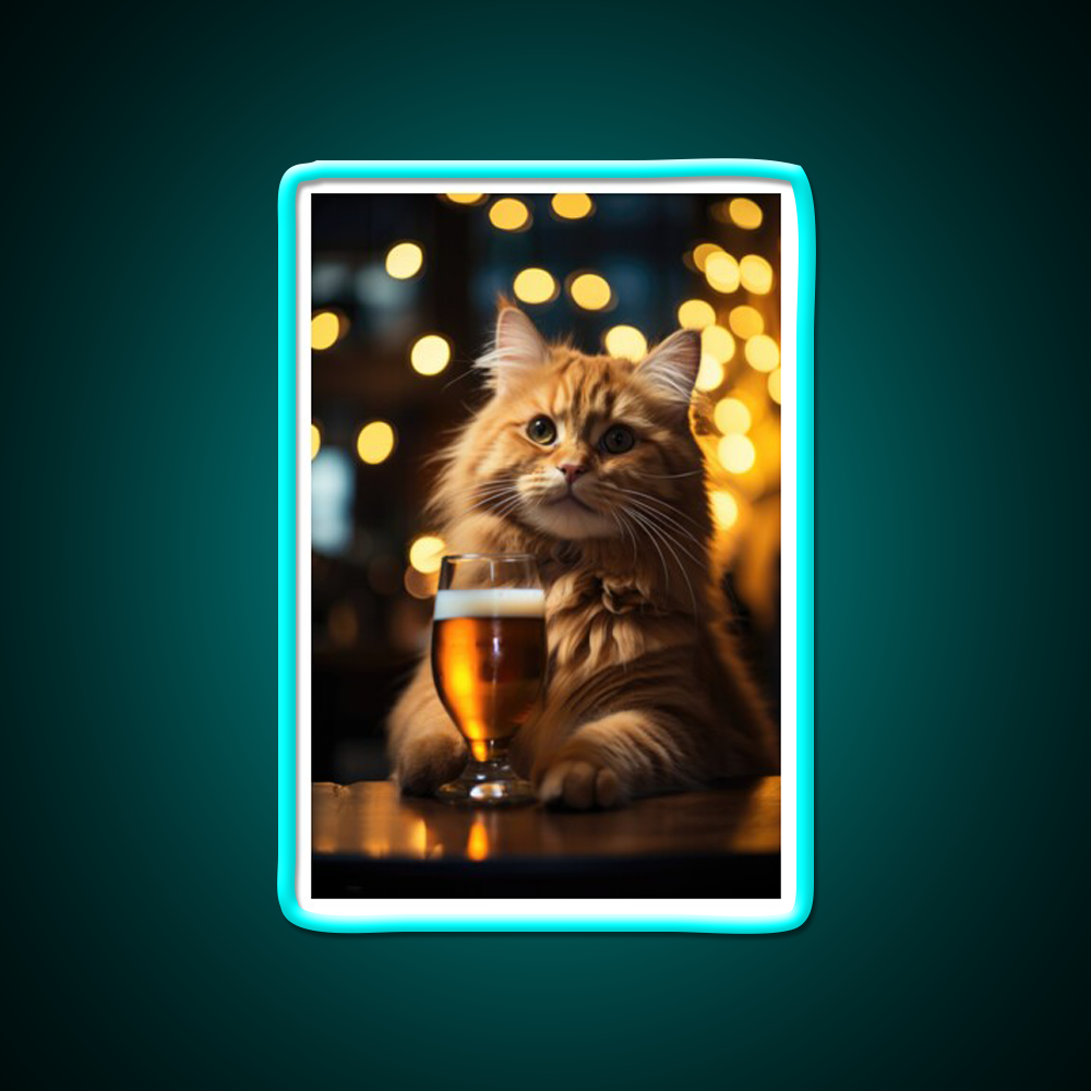 Hard Working Hard Drinking Cat Man Cave Bar Led Neon Sign Rgb Color