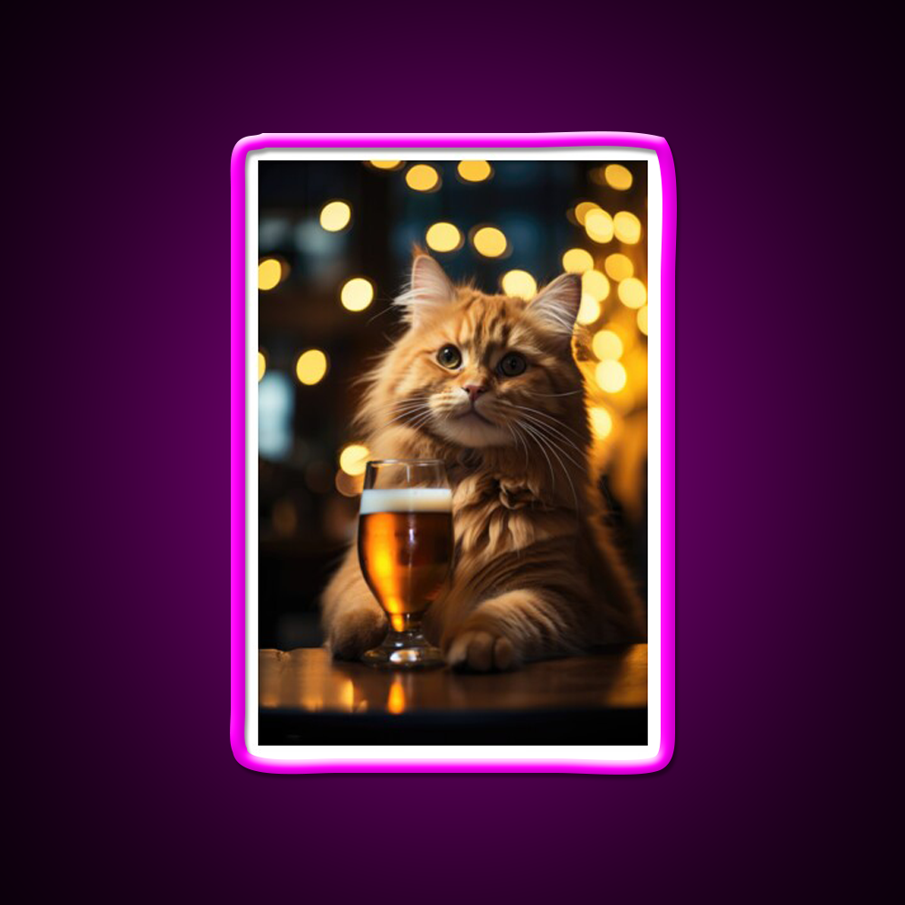 Hard Working Hard Drinking Cat Man Cave Bar Led Neon Sign Rgb Color