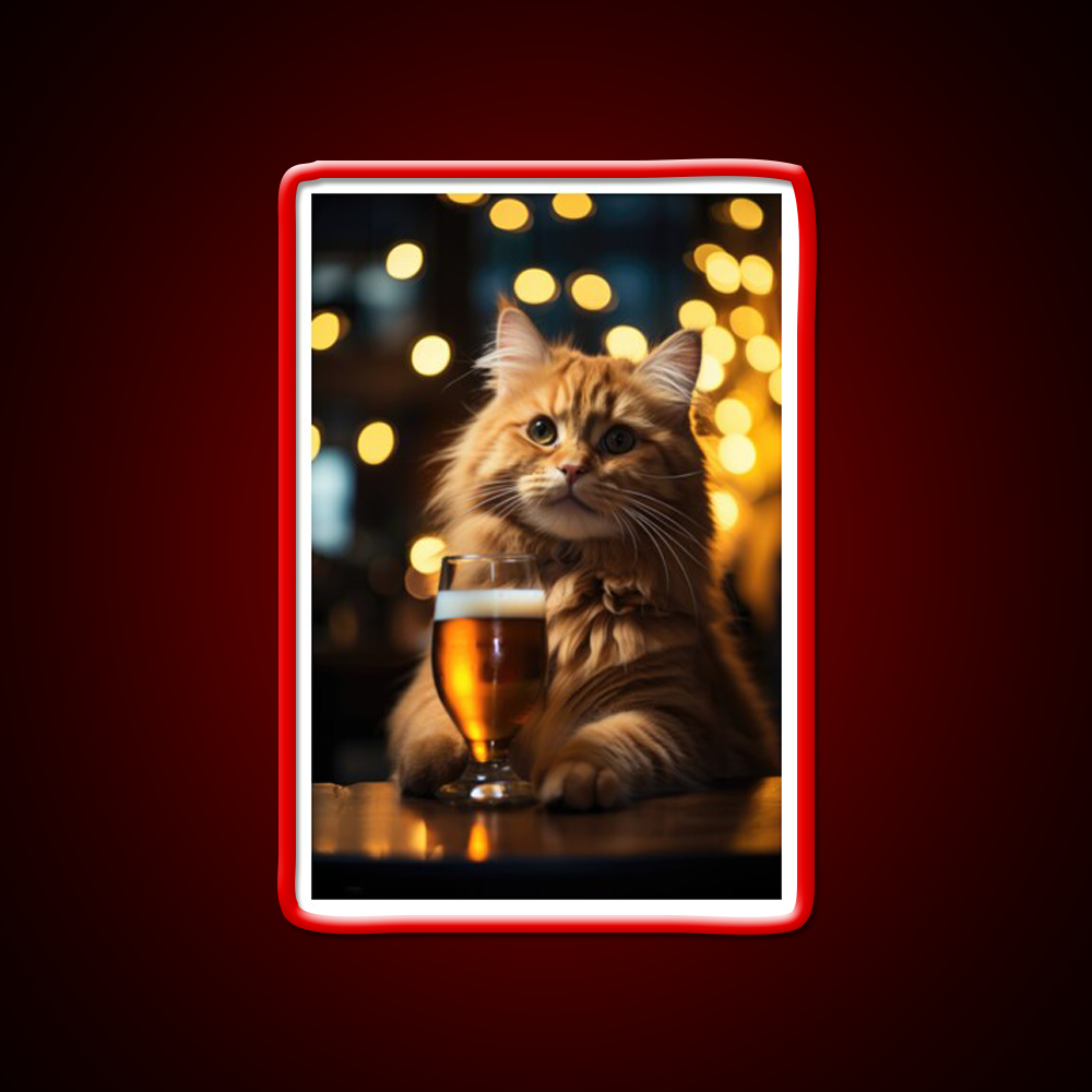 Hard Working Hard Drinking Cat Man Cave Bar Led Neon Sign Rgb Color