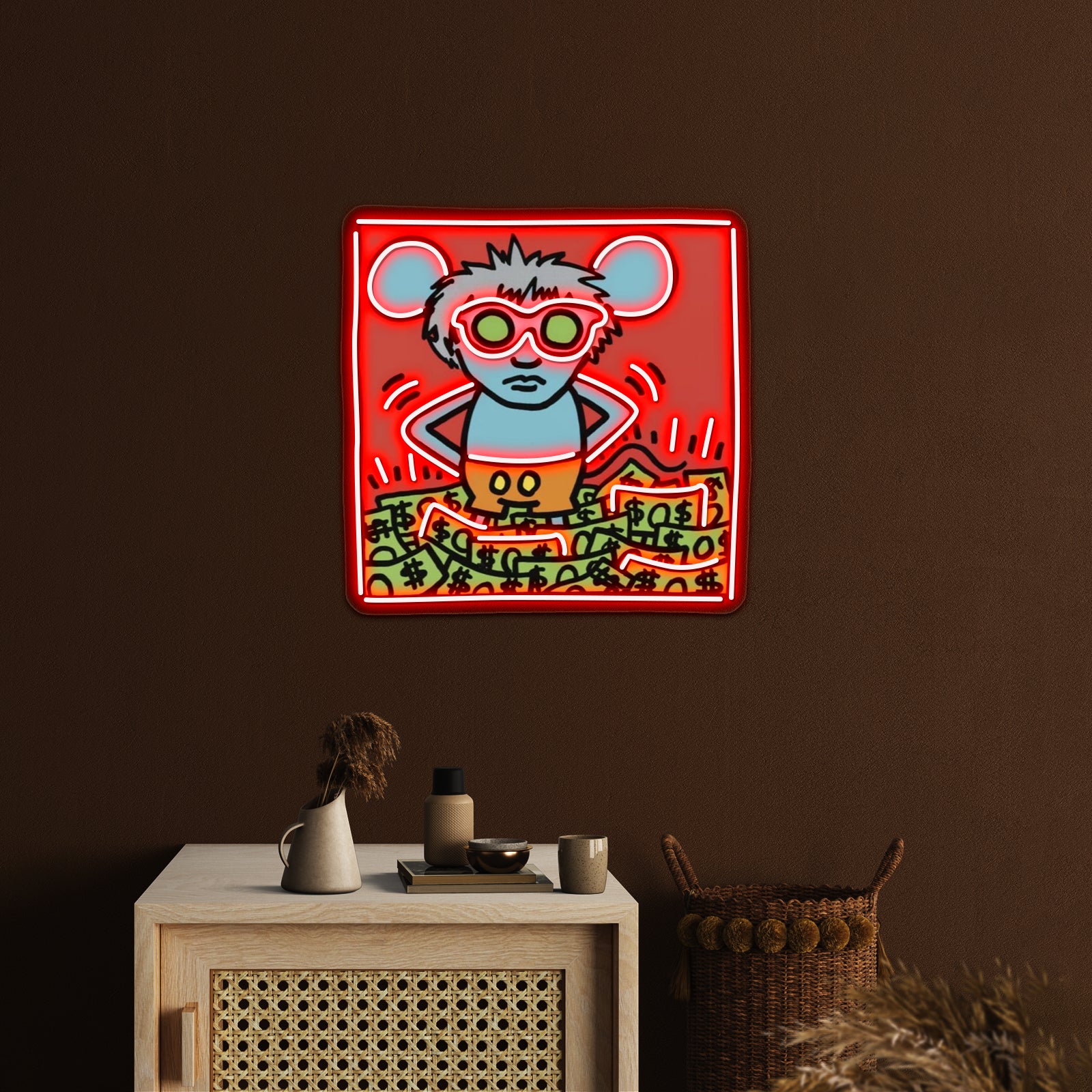 Haring Pop Artwork Large Neon Signs - Custom LED neon sign front view
