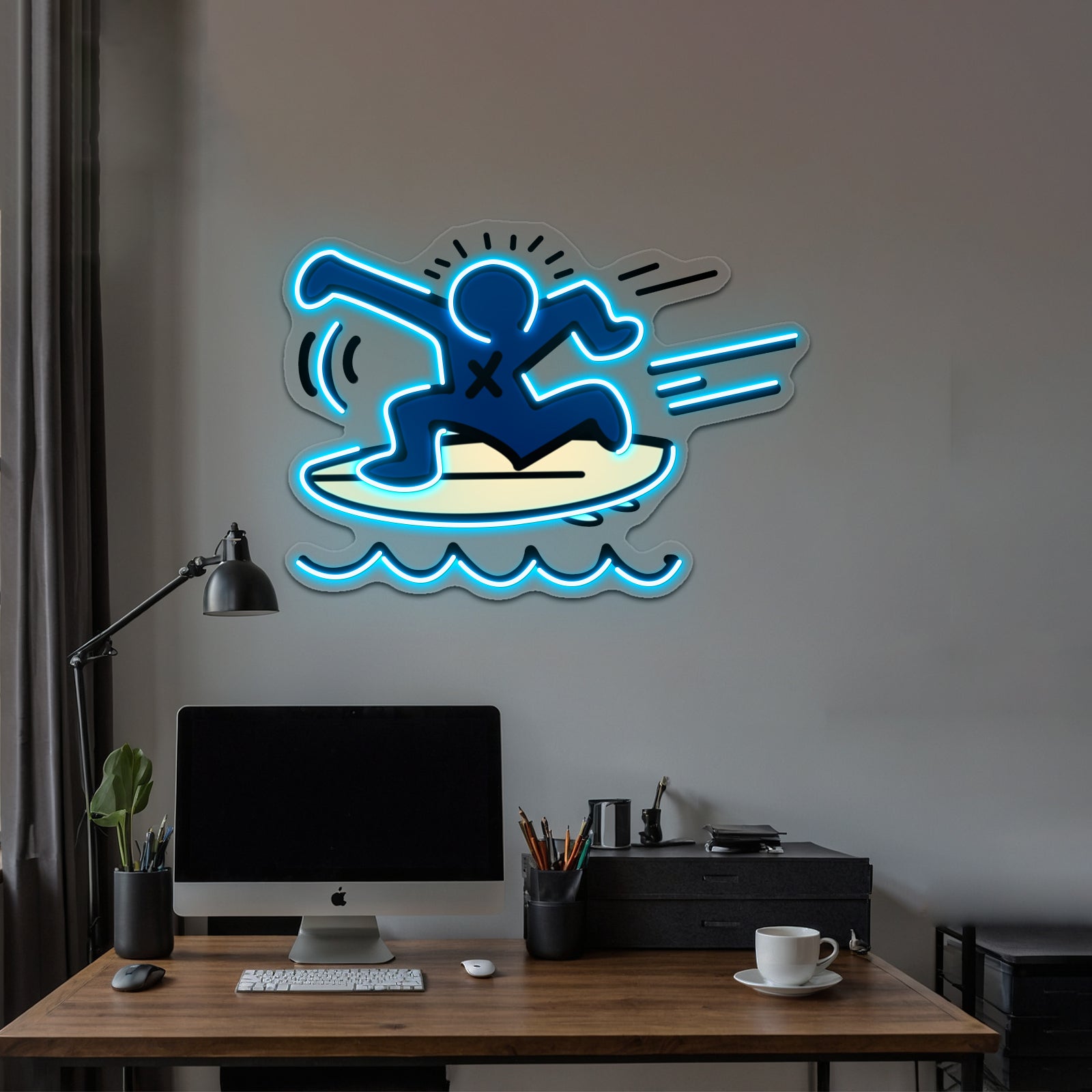 Haring Surfing Wall Artwork Neon Signs | Shineneon