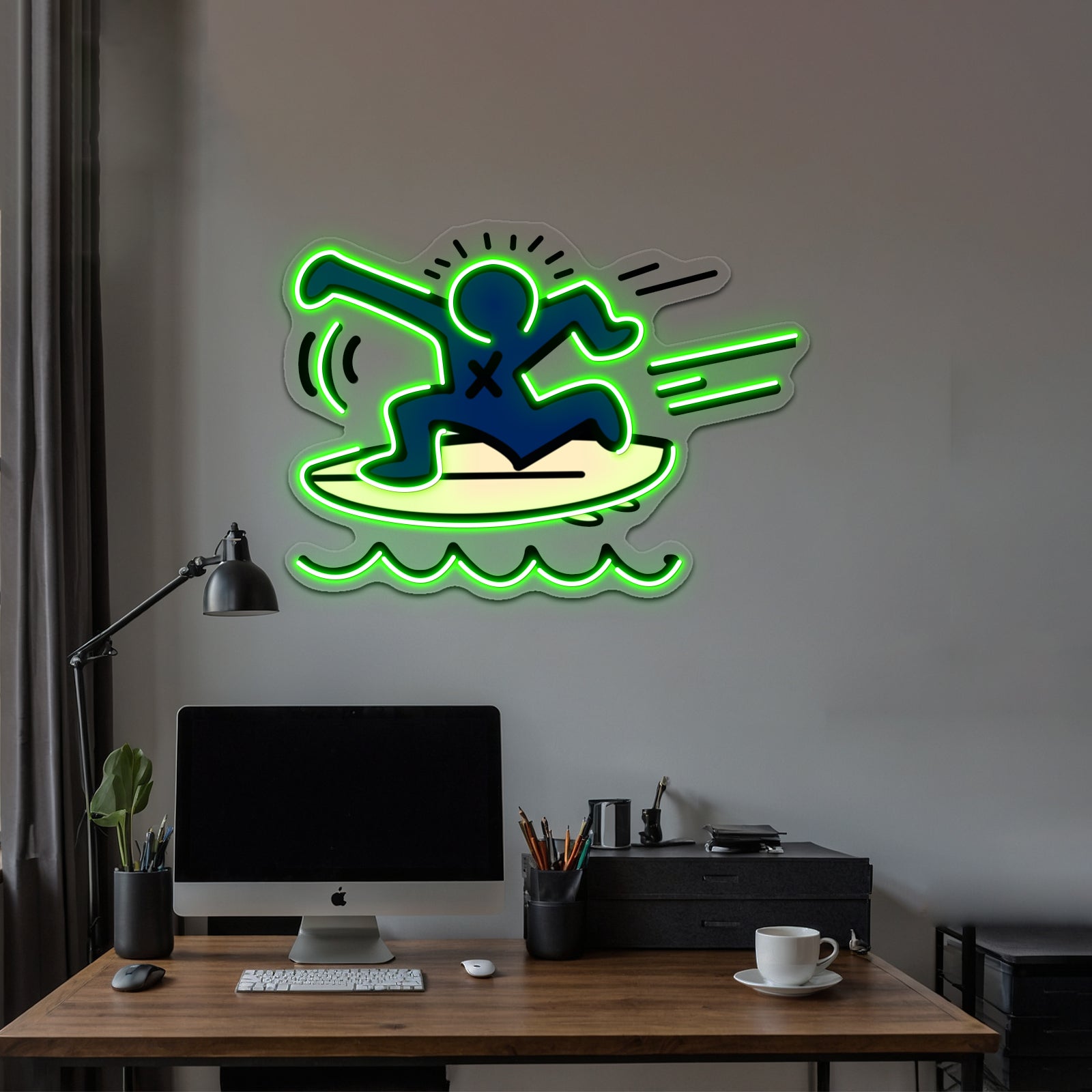 Haring Surfing Wall Artwork Neon Signs | Shineneon