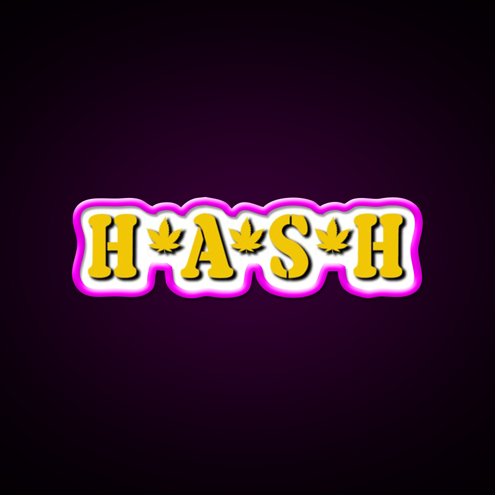 Hash Mash Hemp Inspired Green Leaf Led Neon Sign Rgb Color - Neon sign mounted on wall in room