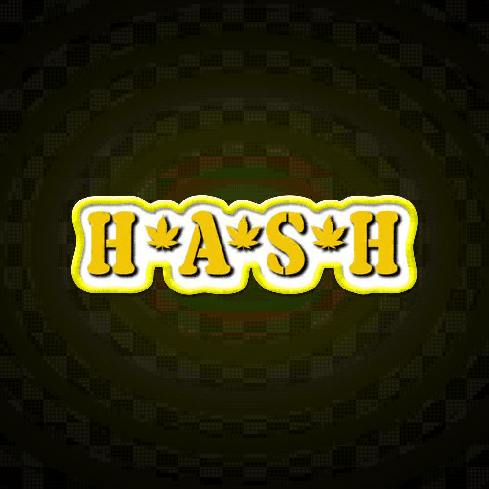 Hash Mash Hemp Inspired Green Leaf Led Neon Sign Rgb Color - Custom LED neon sign front view