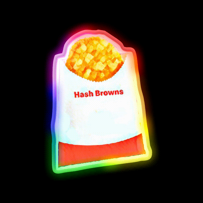 Hashbrown Fast Food Led Neon Sign For Burger Place Wall Art Rgb Color