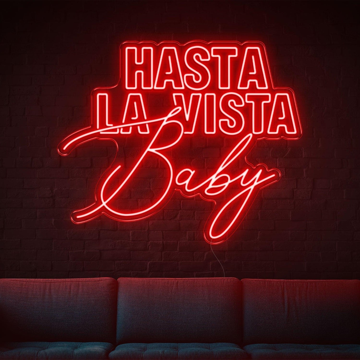 Hasta La Vista Baby Blue Led Neon Sign Modern Contrast Fonts For Home Lounge | Shineneon