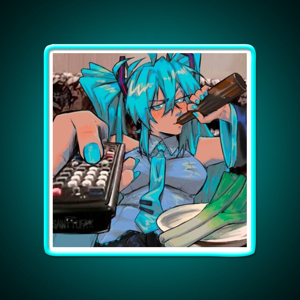 Hatsune Miku Funny Beer Design Beer Bar Decor Led Neon Sign Rgb Color - Size and dimension reference
