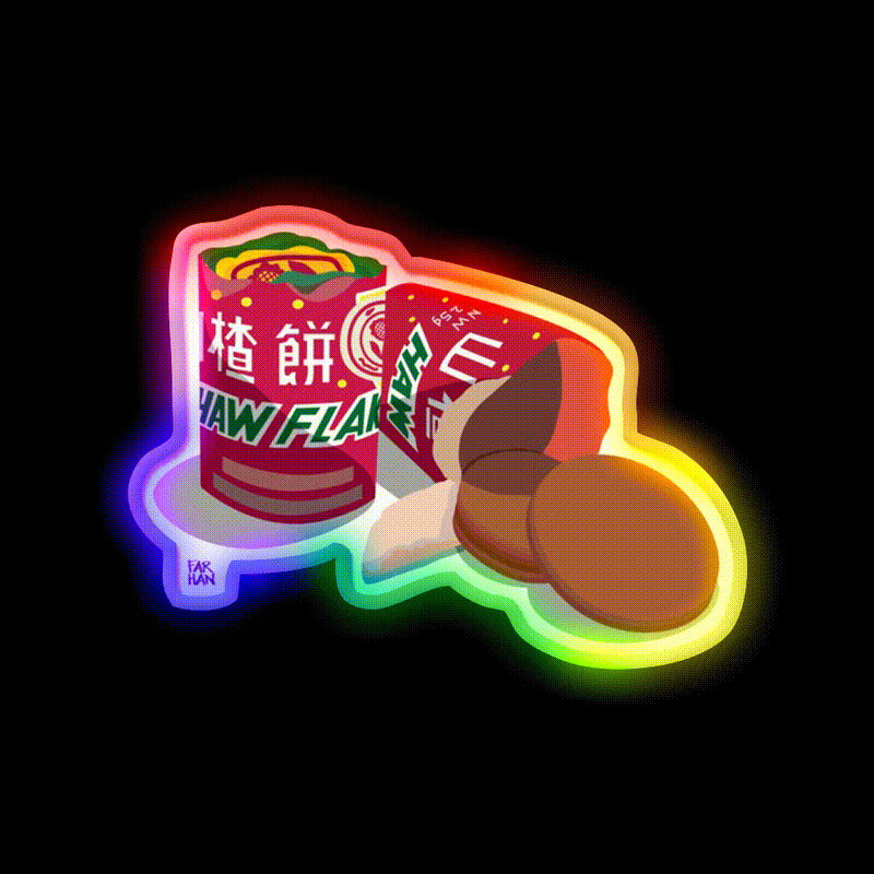 Haw Flakes Snack Food Led Neon Sign Rgb Color - LED neon sign close-up detail