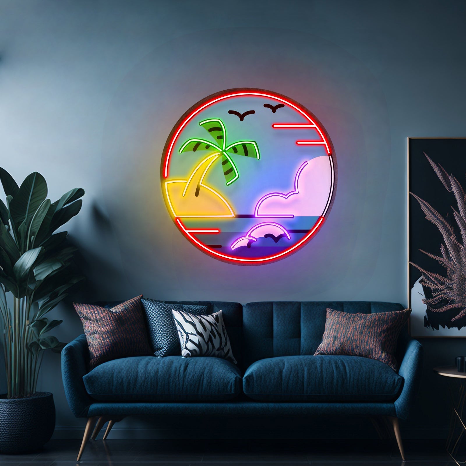 Hawaii Beach Circle Led Neon Sign Light Custom Led Signs - Shineneon