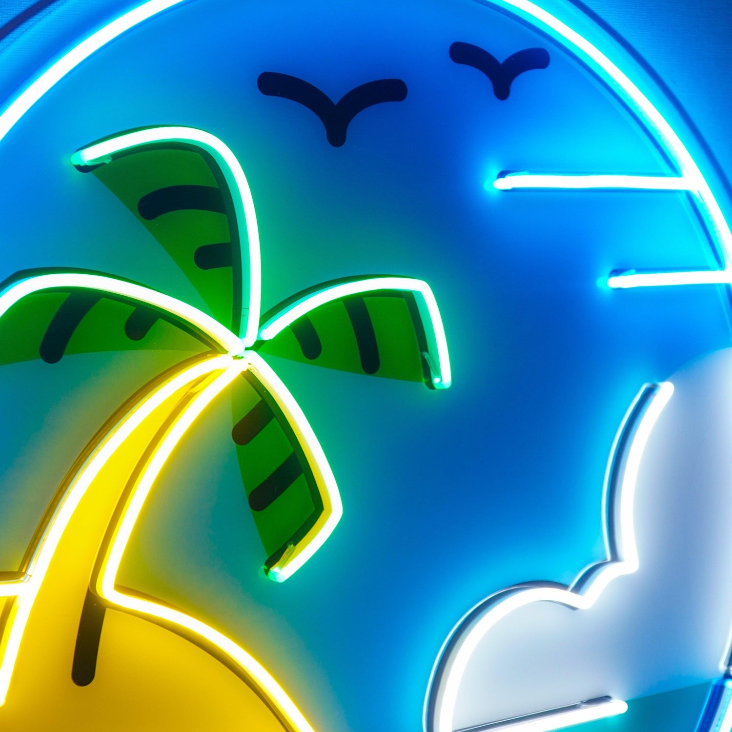 Hawaii Beach Circle Uv Printed Led Neon Sign Tropical Indoor Wall Decor For Home Cafe | Shineneon