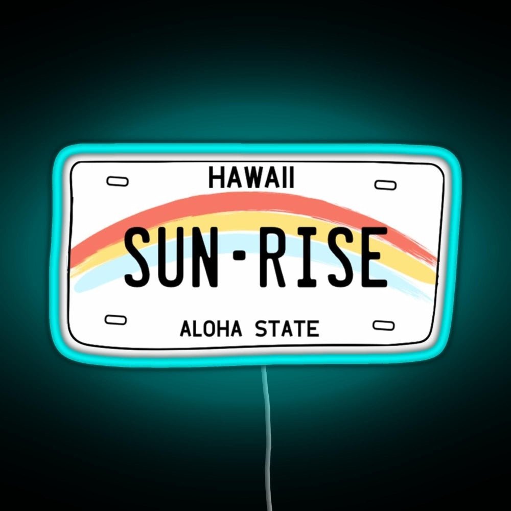 Hawaii Sunrise Licence Plate Rgb Neon Sign - Shineneon