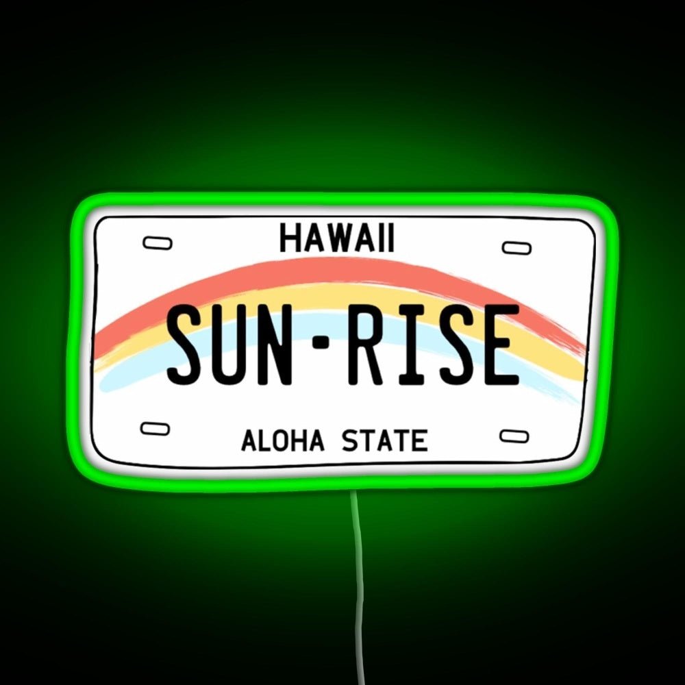 Hawaii Sunrise Licence Plate Rgb Neon Sign - Shineneon