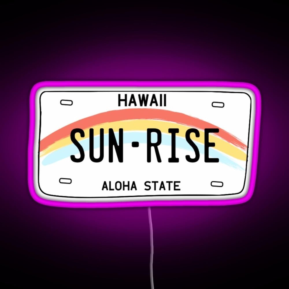 Hawaii Sunrise Licence Plate Rgb Neon Sign - Shineneon