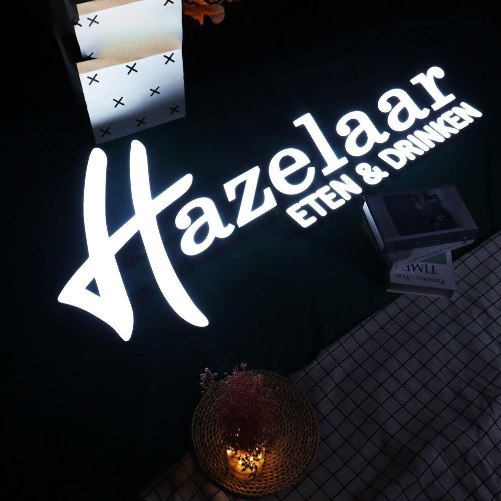 Hazellar Eten Drinken 3D Frontlit Letters Metal Led Sign