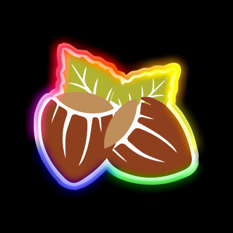 Hazelnut Snack Food Led Neon Sign Rgb Color - LED neon sign close-up detail