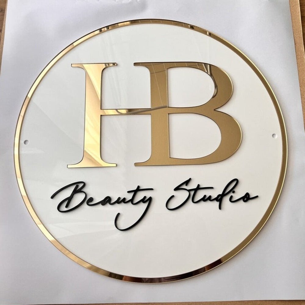 Hb Beauty Studio Acrylic Business Logo Sign - Shineneon