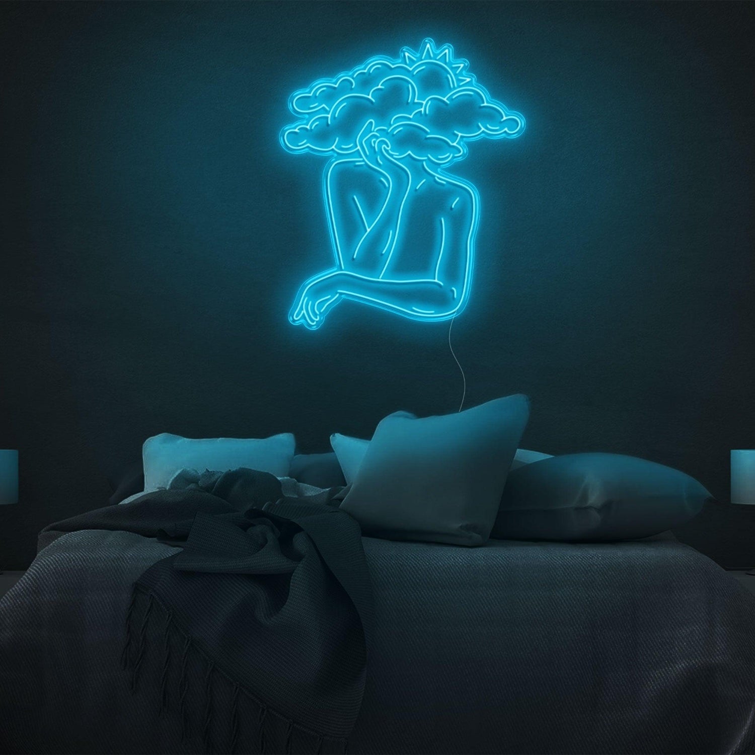 Head In Clouds Abstract Silhouette Led Neon Sign For Modern Bedroom Decor | Shineneon
