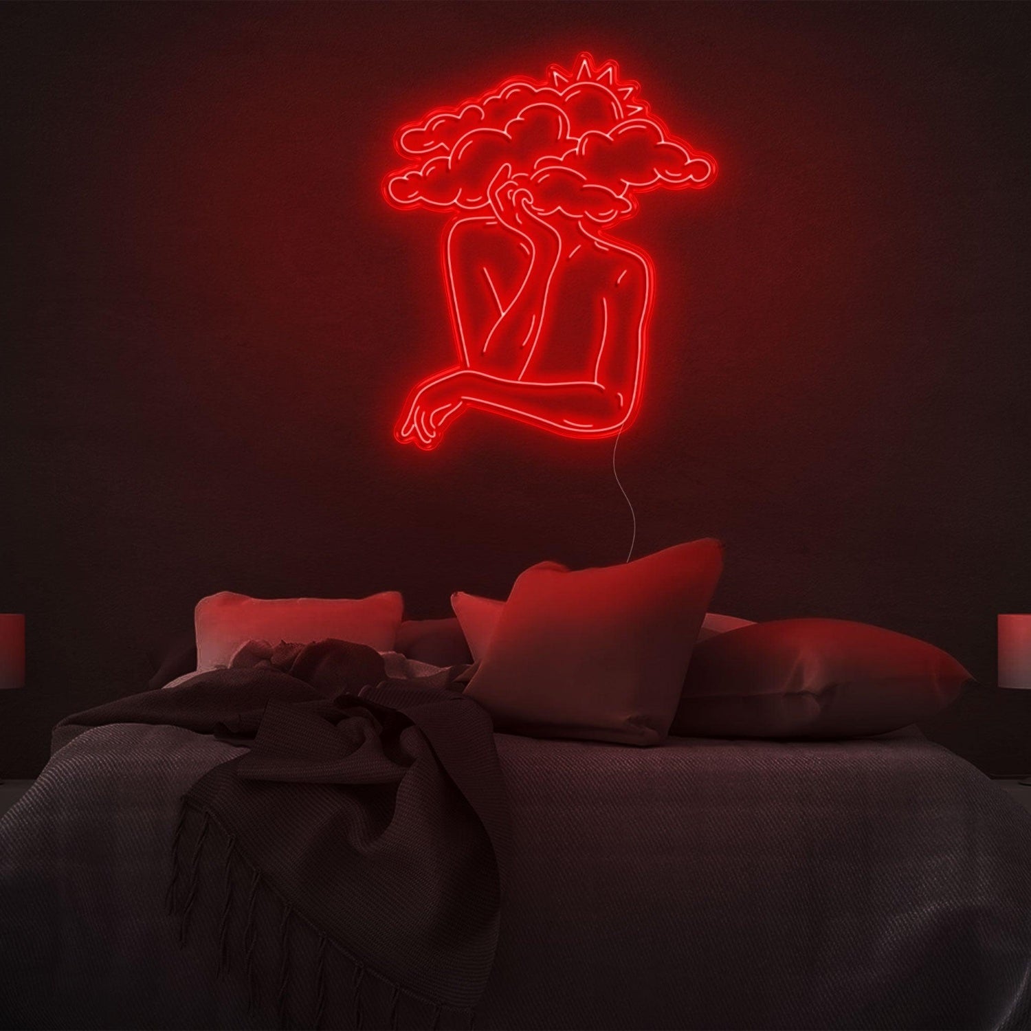 Head In Clouds Abstract Silhouette Led Neon Sign For Modern Bedroom Decor | Shineneon
