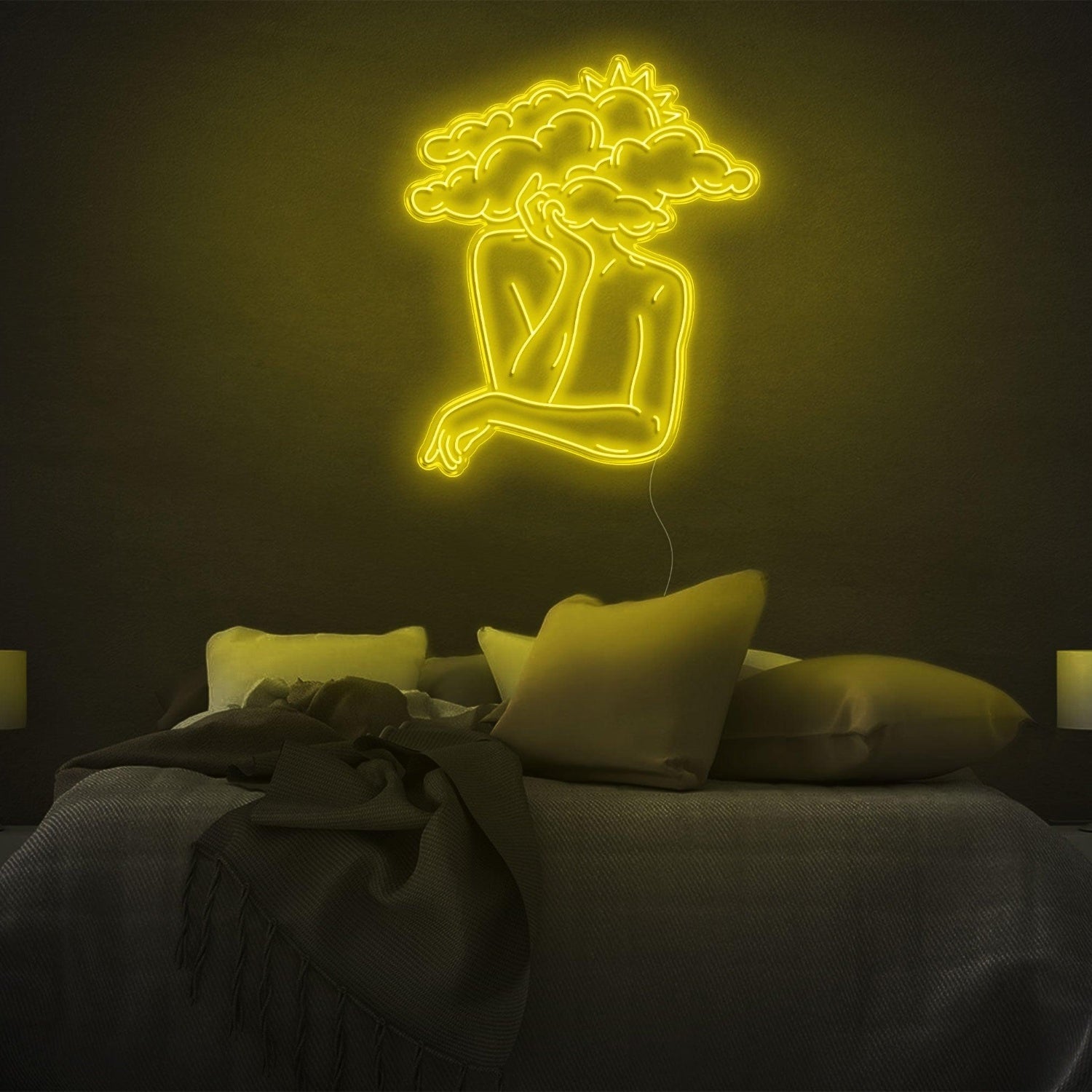 Head In Clouds Abstract Silhouette Led Neon Sign For Modern Bedroom Decor | Shineneon