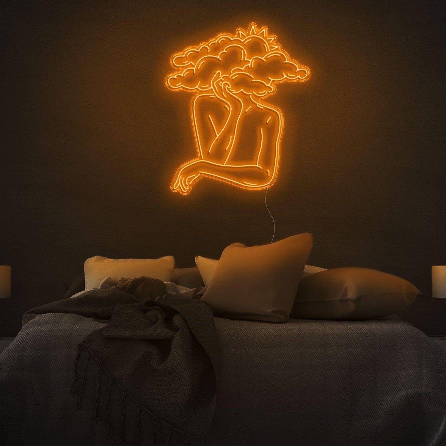Head In Clouds Abstract Silhouette Led Neon Sign For Modern Bedroom Decor | Shineneon