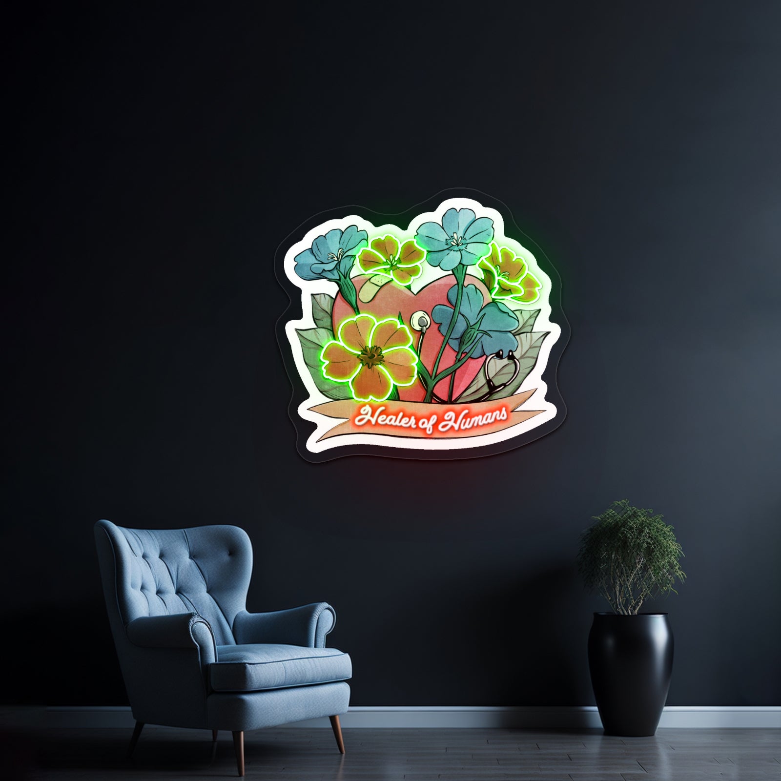 Healer Of Humans Light Up Sign Custom