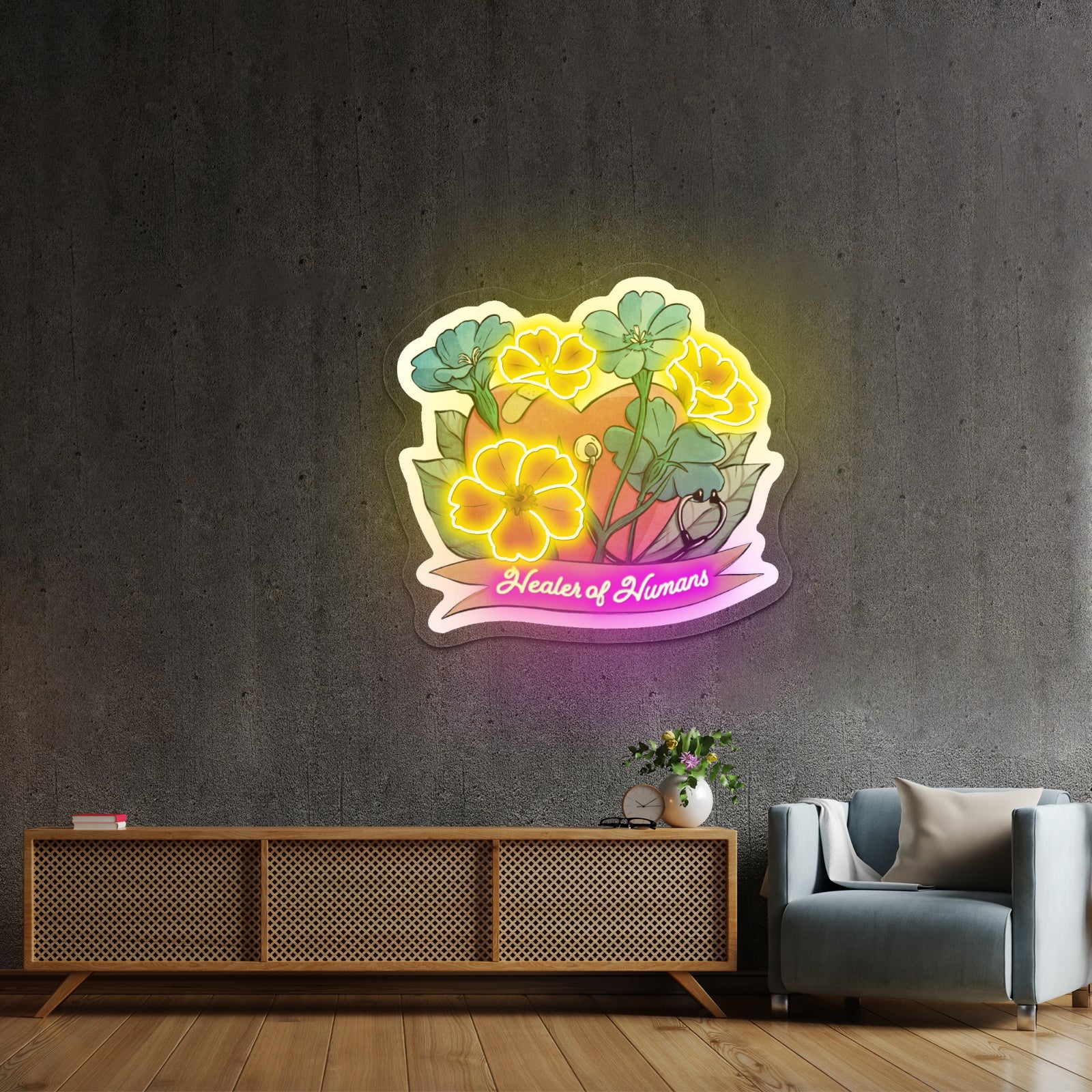 Healer Of Humans Light Up Sign Custom