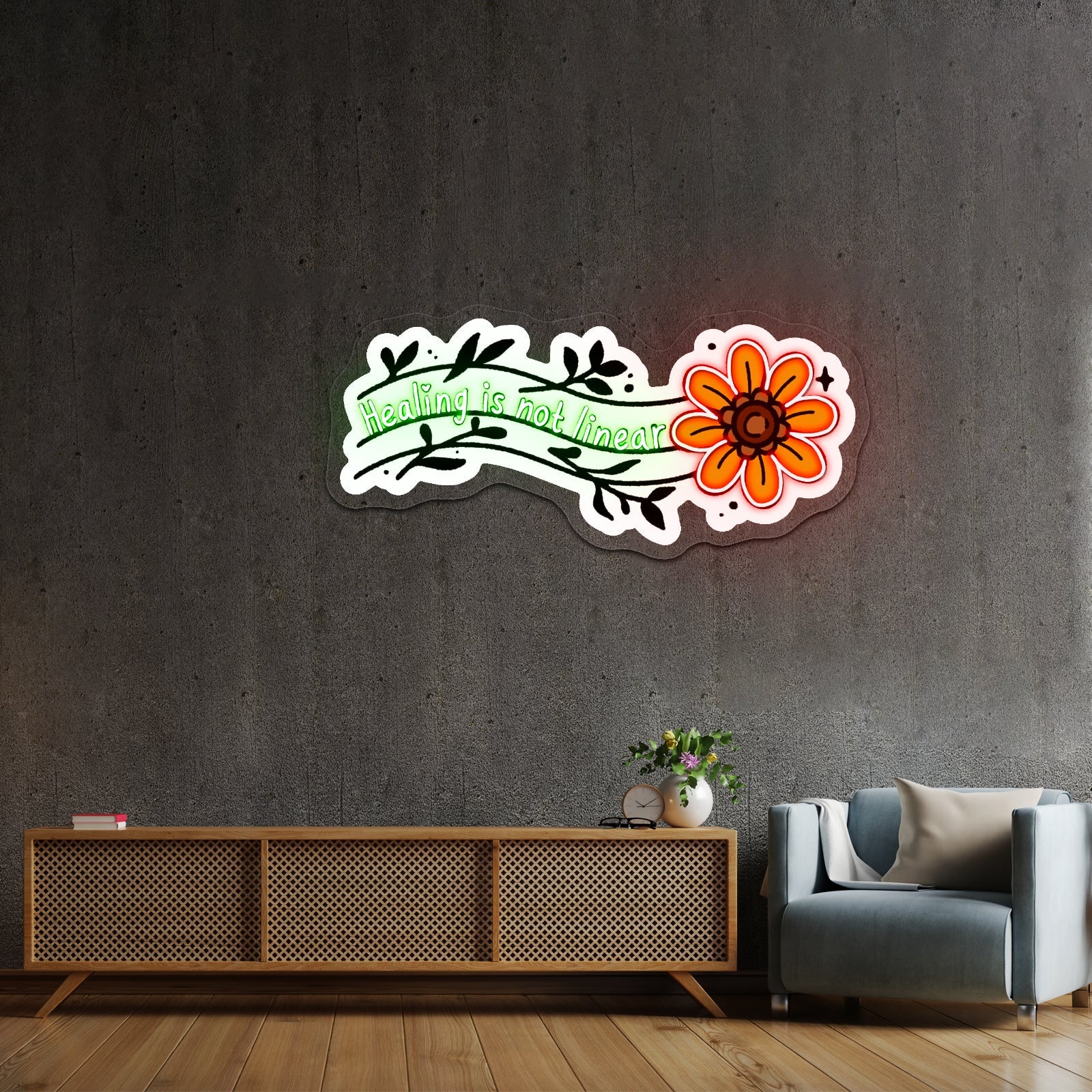Healing Is Not Linear Light Up Signs For Room - Shineneon