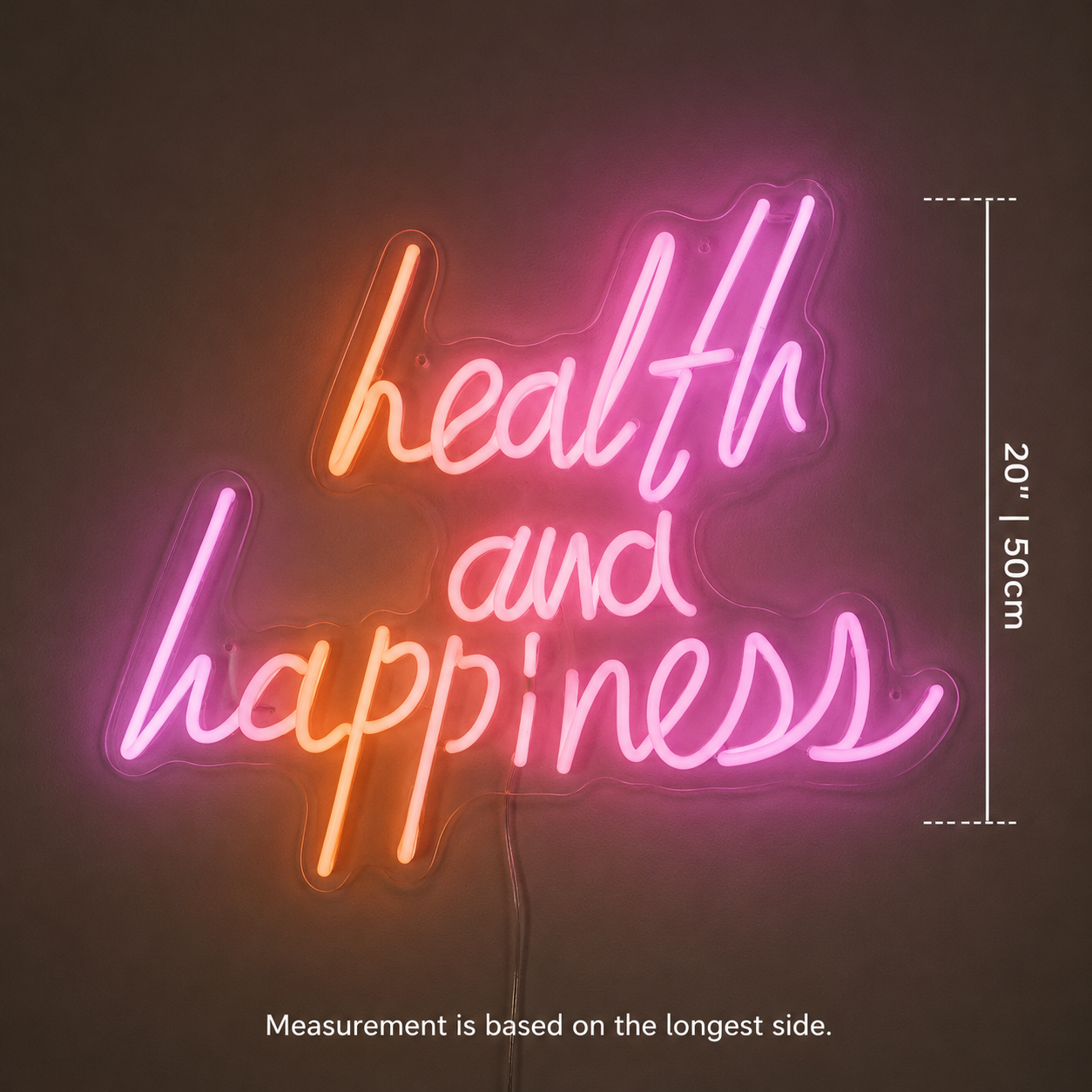 Health And Happiness Wall Decor LED Neon Sign - 04 Size Image