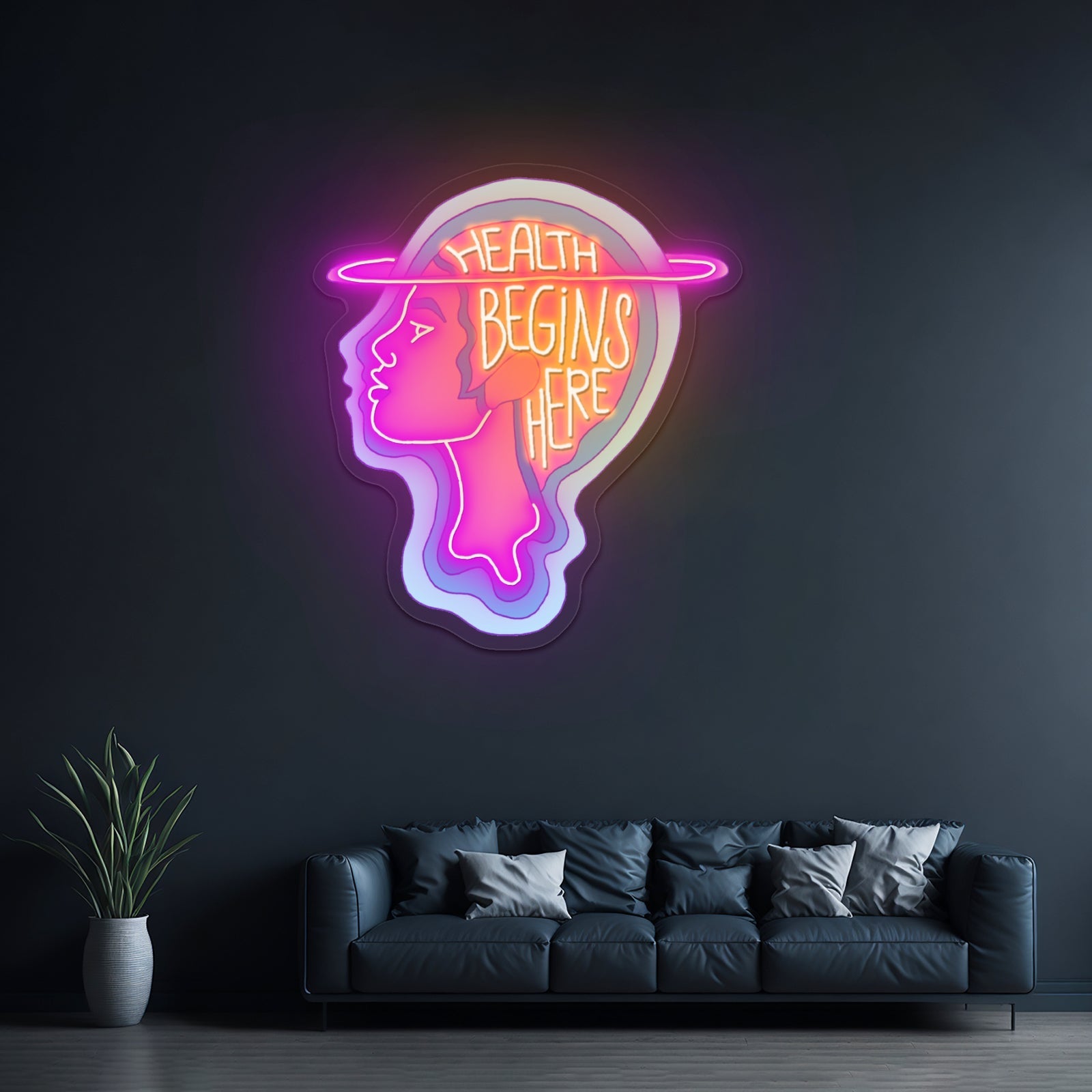 Health Begins Here Mental Health Personalized Neon Light Signs - Shineneon