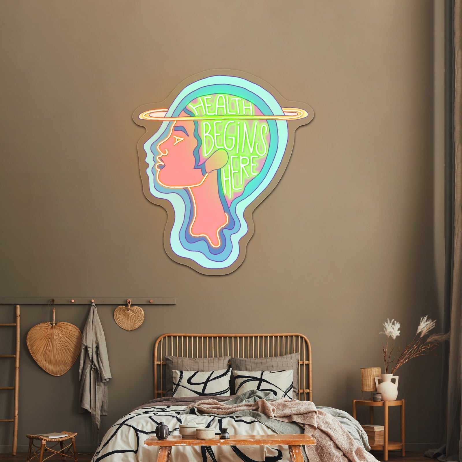 Health Begins Here Mental Health Personalized Neon Light Signs - Shineneon