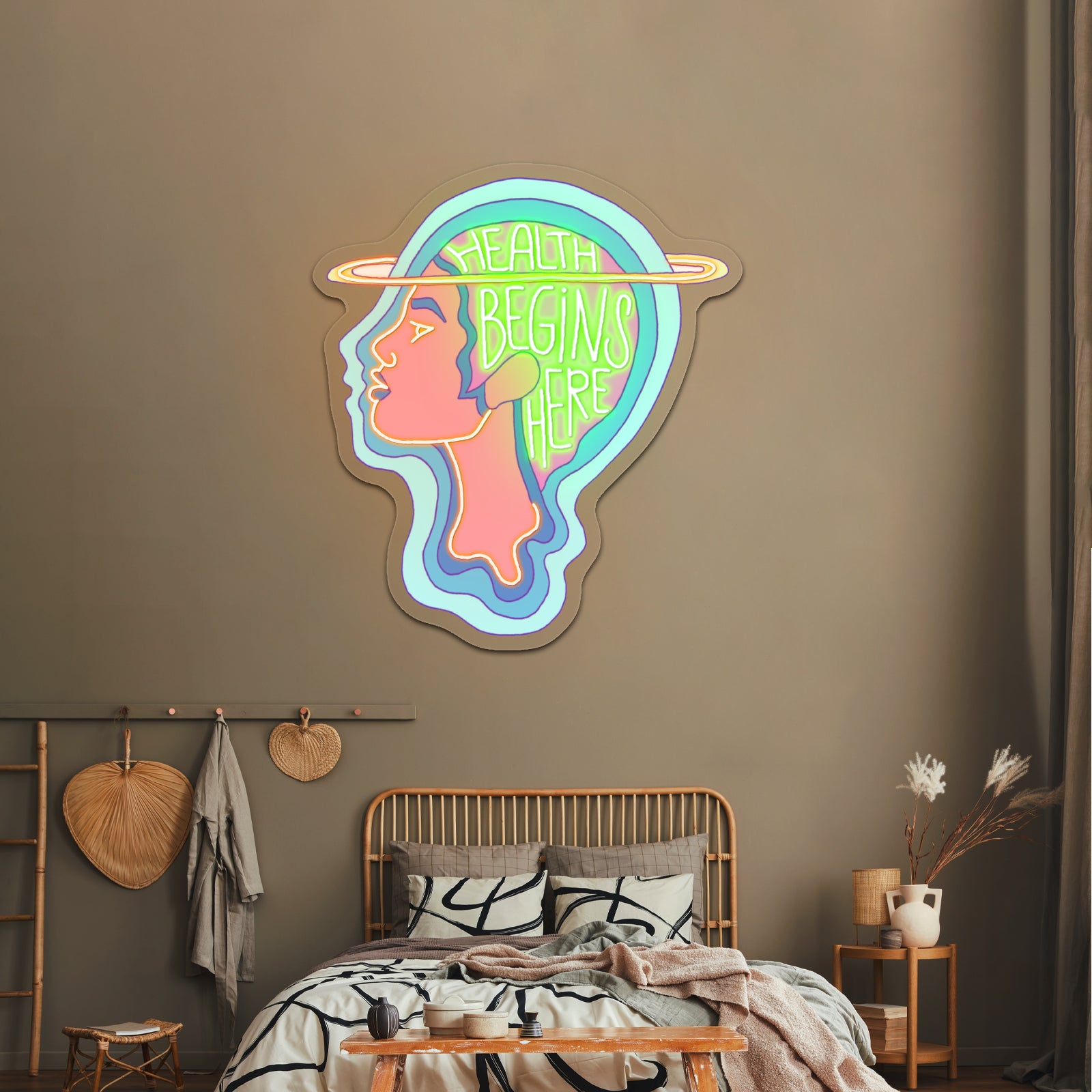 Health Begins Here Mental Health Personalized Neon Light Signs