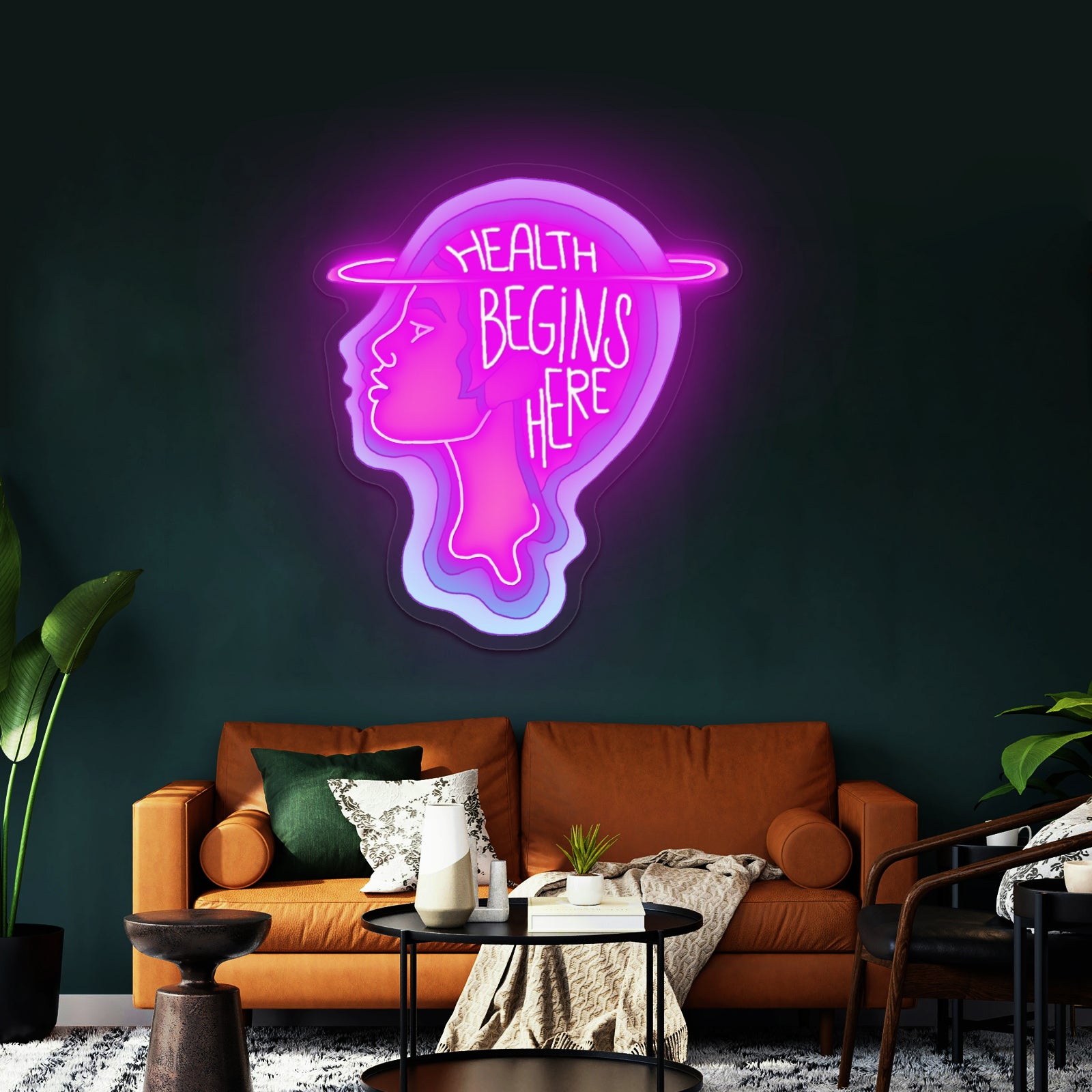Health Begins Here Mental Health Personalized Neon Light Signs
