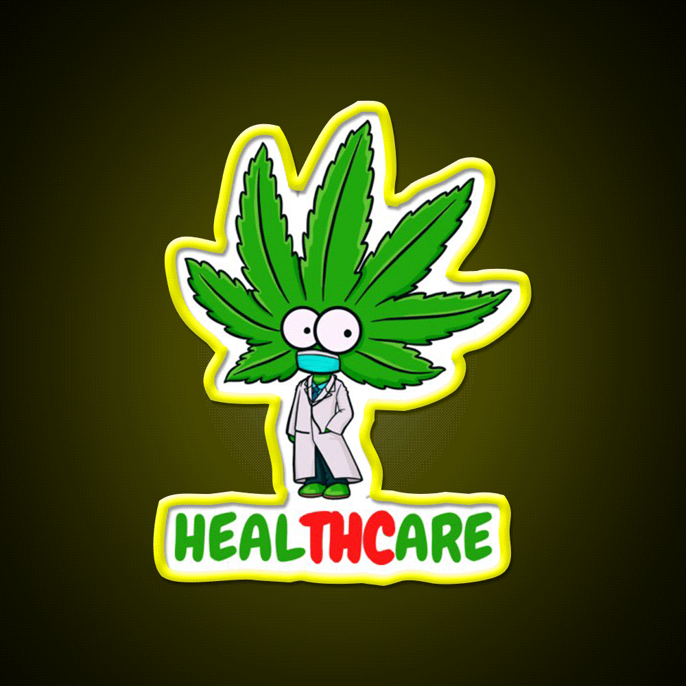 Healthcare Hemp Inspired Green Leaf Led Neon Sign Rgb Color - Custom LED neon sign front view