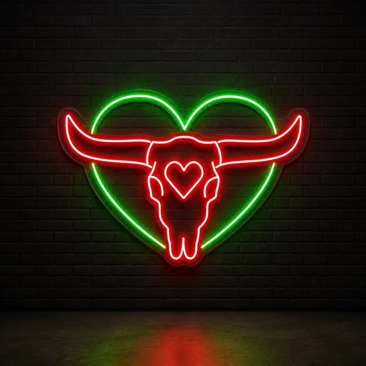 Heart Bull Skull Vintage LED Neon Sign - Shineneon