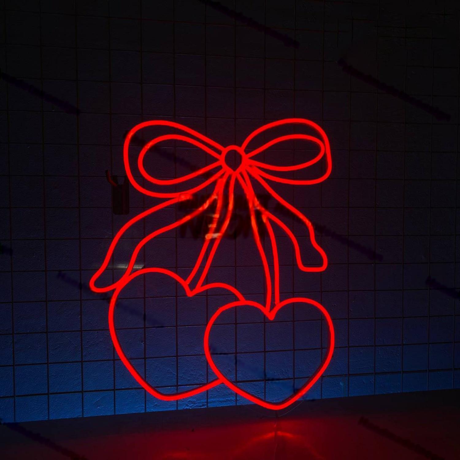 Heart Cherry Bow Led Neon Sign Led Decor | Shineneon